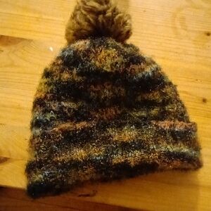 Warm Multicolor Knit Pom-Pom Hat for Kids